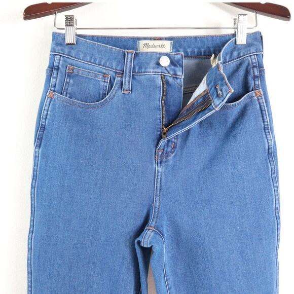 Madewell Size 26 11" High-Rise Roadtripper Supersoft Jeans Slit Hem Blue - Picture 4 of 10